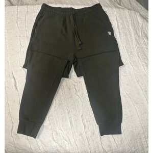 🎃 US Polo Assn Mens Jogger Sweatpants Olive Green Fleece Lined Size M